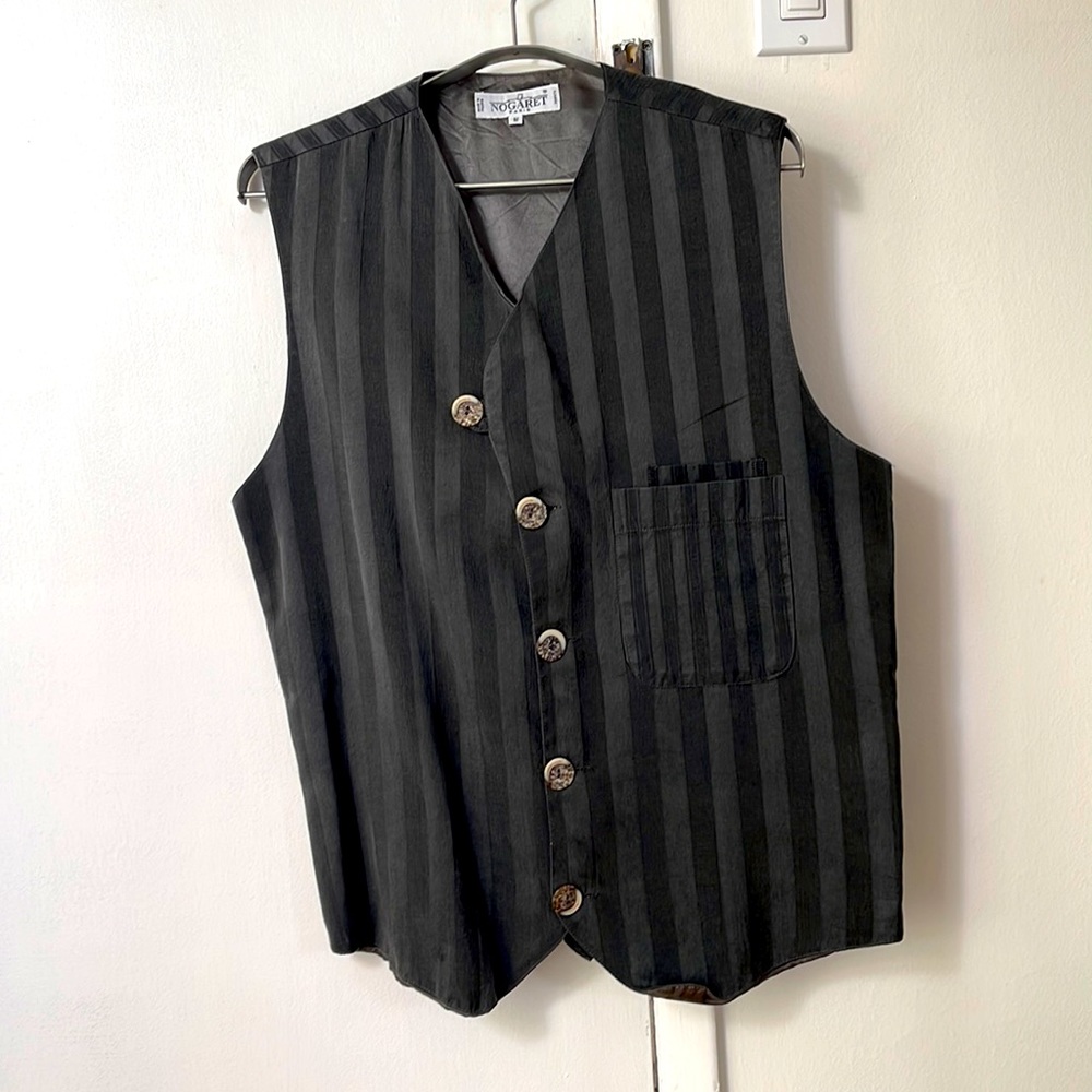 Nogaret Vest fully lined made in France striped shades of gray